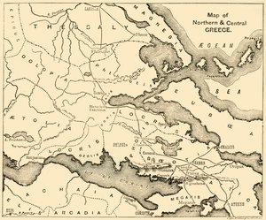 Mapa severního a středního Řecka, 1890. od Unbekannt