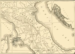 Mapa severní a střední Itálie, 1890. od Unbekannt
