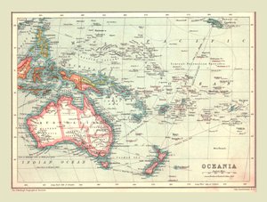 Mapa Oceánie, 1902. od Unbekannt