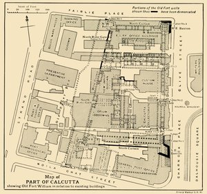 Mapa části Kalkaty zobrazující Old Fort William ve vztahu ke stávajícím budovám, 1925. od Unbekannt