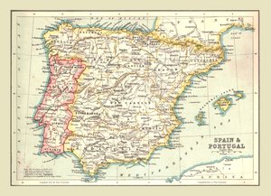 Mapa Španělska a Portugalska, 1902. od Unbekannt