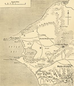 Mapa Suvla Bay, poloostrov Gallipoli, první světová válka, 1915, c1920. od Unbekannt