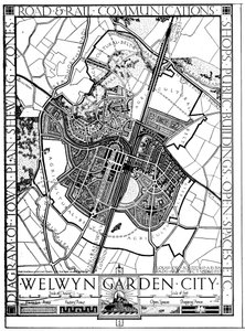 Mapa Welwyn Garden City, Hertfordshire, Anglie, 1926 od Unbekannt