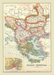 Mapa Balkánského poloostrova, 1902. od Unbekannt