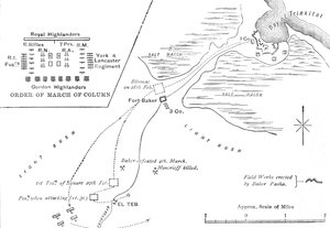 Mapa pochodu do El Tebu, 28.-29. února 1884, c1881-85 od Unbekannt