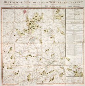 Mapa kampaně Waterloo, 1815, hrad Walmer, Kent od Unbekannt