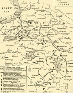 Mapa hranice mezi Ruskem a Tureckem, první světová válka, c1920. od Unbekannt