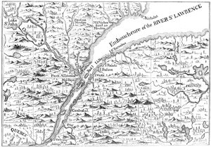 Mapa toku řeky St Lawrence až po Quebec, 1730 c1880 od Unbekannt