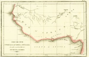 Mapa toků řeky Niger, řeky Senegal a řeky Gambie v západní Africe od Unbekannt