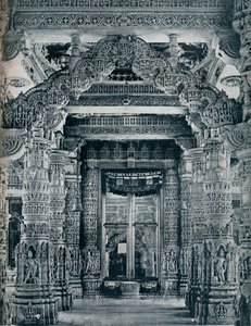Mramorová socha u vchodu do džinistického chrámu v Dilwara, Mount Abu, c1100. od Unbekannt