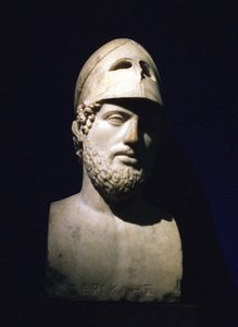 Mramorová portrétní busta athénského státníka Perikla (Perikla) (c490-429 př.nl). Římské 2. století před naším letopočtem (socha údajně pochází z Hadriánovy vily v Tivoli, Lazio, Itálie) od Unbekannt
