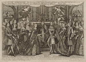 Sňatek Ludvíka, francouzského dauphina s Marií Thérèse Raphaëlle, infantkou Španělska v roce 1745 ve Versailles, 1745 od Unbekannt