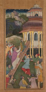 Marie vystupuje po schodech do chrámu z Mirat al-quds Mirror of Holyness..., 1602-1604. od Unbekannt