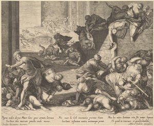 Masakr neviňátek, zmenšená a obrácená kopie podle Aegidius Sadeler, 16001629. od Unbekannt