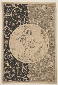 Merkur v dekorativním rámu s groteskami, ca. 1600-1630. od Unbekannt
