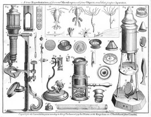 Mikroskopy a mikroskopické objekty, 1750 od Unbekannt