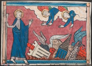 Miniatura z rukopisu Apokalypsy: Pád Babylonu, c. 1295. od Unbekannt