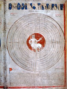 Minotaurus v labyrintu, stránka z Liber Floridus, 12. století od Unbekannt