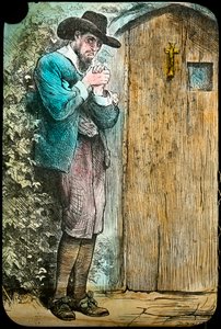 Pan Fearing at the gate, z The Pilgrims Progress, konec 19. nebo začátek 20. století od Unbekannt