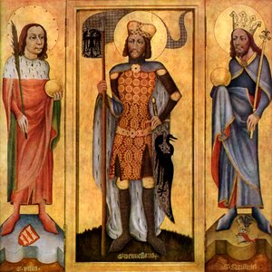 Oltář v Mulhouse, otevřený, c1385 1955 od Unbekannt