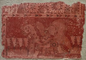 Fragment nástěnné malby s elitním samcem a listy kaktusu Maguey, 500-550. od Unbekannt