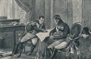 Napoleon a Alexander v Tilsitu při studiu mapy Evropy, 1807, 1896 od Unbekannt