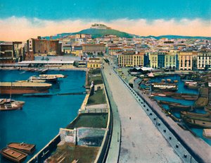 Neapol - Via Molo Col Castel S. Elmo, c1900. od Unbekannt