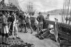 Nelsons First Footing in the Navy, Chatham, 1771 od Unbekannt