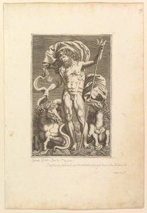 Neptun mezi dvěma mořskými koňmi, ca. 1560-80. od Unbekannt