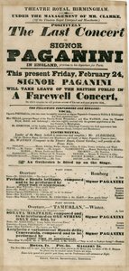 Niccolo Paganini - playbill od Unbekannt
