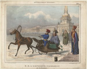 Mikuláš I. Ruska na saních, 1850 od Unbekannt