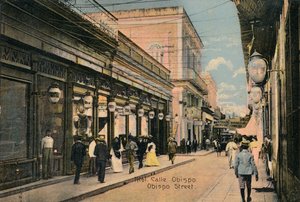 č. 61. Calle Obispo. Obispo Street, Havana, Kuba, c1910 od Unbekannt