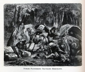 Šlechtici drancující cestující obchodníky, 1882 od Unbekannt