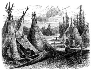 Osada severoamerických indiánů Cree v létě 1874 od Unbekannt