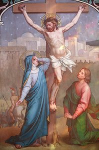 Obraz katedrály Notre Dame de Paris: Ježíš na kříži při pohledu na Marii Paříž Francie od Unbekannt