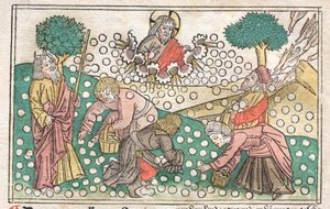 Norimberská Bible: Manna padající z nebe, 1400. od Unbekannt