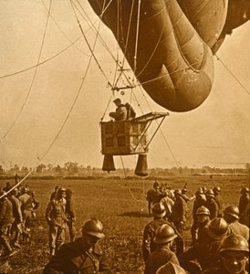 Pozorování nepřátelských pozic z balonu, c1914-c1918 od Unbekannt