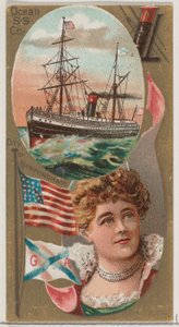 Ocean Steamship Company, ze série Ocean and River Steamers N83 pro cigarety značky Duke..., 1887. od Unbekannt