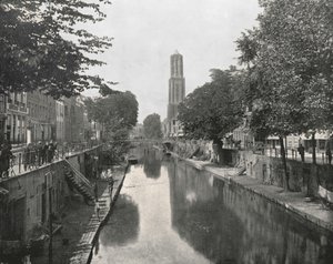 Old Canal and Dom Tower, Utrecht, Nizozemsko, 1895. od Unbekannt