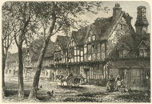 Staré domy pod hradem Warwick, 1898. od Unbekannt