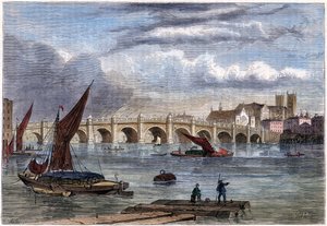 Old Westminster Bridge v roce 1754, 19. století od Unbekannt