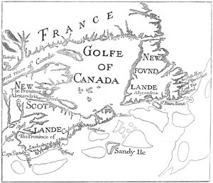 Stará mapa Acadia, 17. století c1880 od Unbekannt