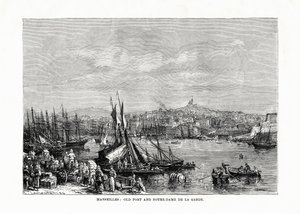 Starý přístav a Notre Dame de la Garde, Marseilles, Francie, 1879 od Unbekannt