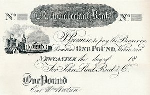 Jedna librová bankovka provedena pro Northumberland Bank, c1820 od Unbekannt