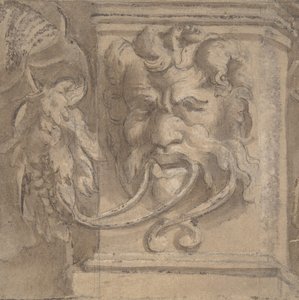 Ornamentální design s maskou v antickém stylu, 1550-1600. od Unbekannt
