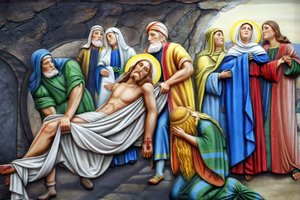 Kostel Panny Marie z Fatimy. Křížová cesta. Zastavení 14. Ježíš je uložen do hrobu. Ho Či Minovo město. Vietnam od Unbekannt