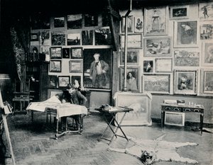 P. Roll ve svém ateliéru, c1897 od Unbekannt
