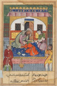 Stránka z Příběhů papouška Tuti-nama: Čtyřicátá druhá noc: Pokání za jeho chování..., c. 1560. od Unbekannt