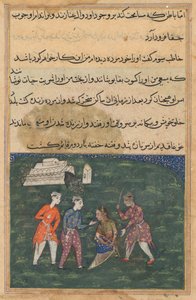 Stránka z Tales of a Parrot Tuti-nama: Dvacátá noc: Třetí nápadník udeří..., c. 1560. od Unbekannt
