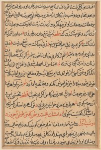 Stránka z Příběhů papouška Tuti-nama: textová stránka, c. 1560. od Unbekannt
